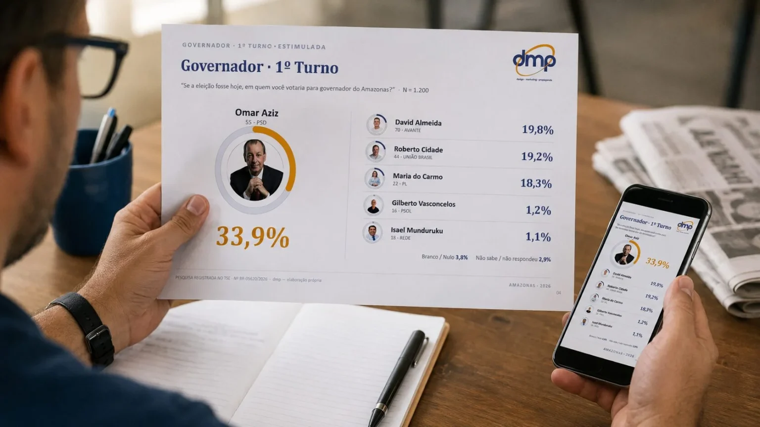 Aziz lidera isolado e três candidatos disputam segundo lugar no Amazonas em 2026 Aziz lidera isolado e três candidatos disputam segundo lugar no Amazonas em 2026
